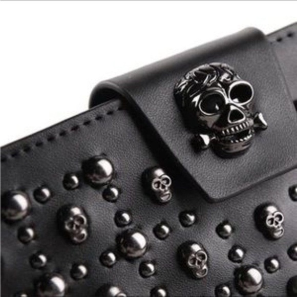 Skull Studded Purses Genuine Leather Wallet - Picture 2 of 5